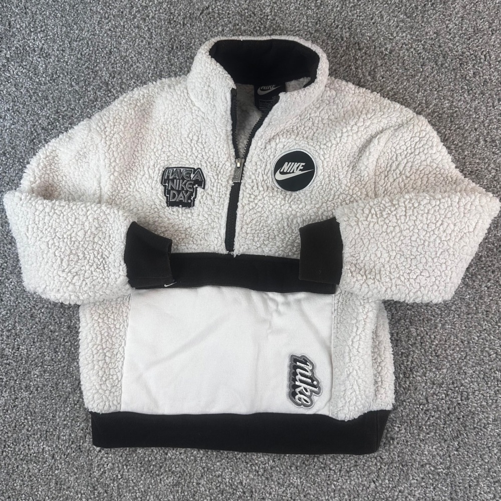 Nike Sherpa Fleece Pullover Kids Size 6-7 Have A Nike Day Jacket Sherpa Gorpcore